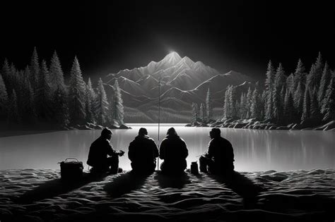 Premium Ai Image Ice Fishing Generative Ai