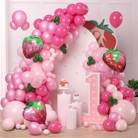 Kit Arche Ballons Rose Pcs Kit Guirlande Ballons Fraises Avec