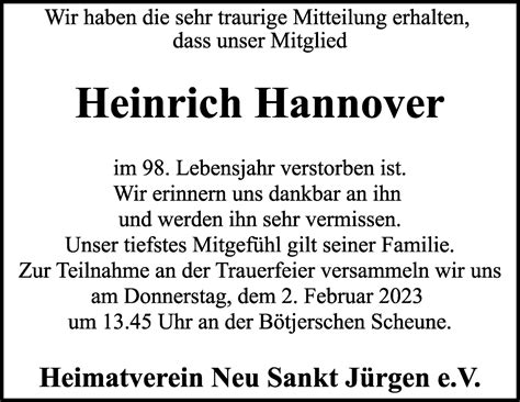 Traueranzeigen Von Dr Dr H C Heinrich Hannover Trauer Gedenken