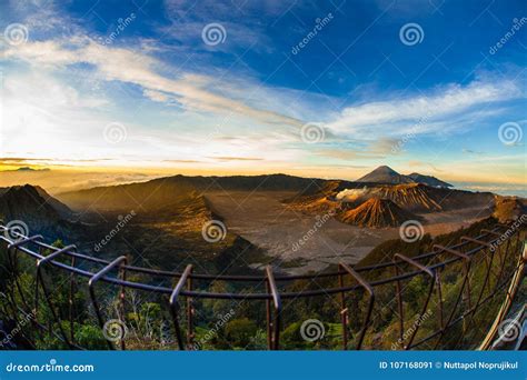 Mount Bromo Volcano Gunung Bromo during Sunrise from Viewpoint Stock Image - Image of outdoor ...