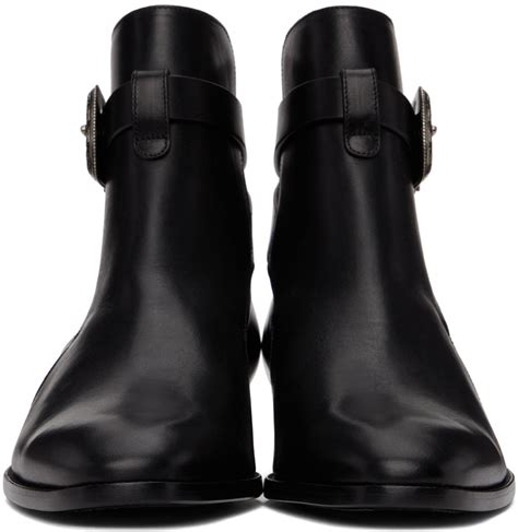 Saint Laurent Black Wyatt Jodhpur Buckle Boots Saint Laurent