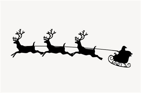 Santa Sleigh Drawing Christmas Illustration Free Vector Rawpixel