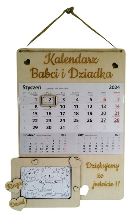 Kalendarz Ze Sklejki Na Dzie Babci I Dzie Dziadka