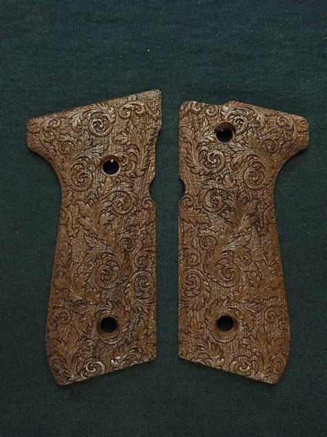 Walnut Floral Scroll Beretta 92fs Grips Ls Grips