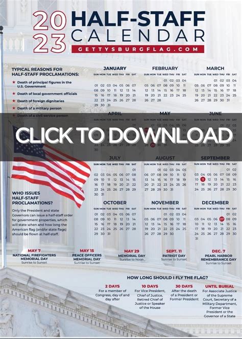 Half Staff Flag Calendar 2024 Printable Dareen Lauralee