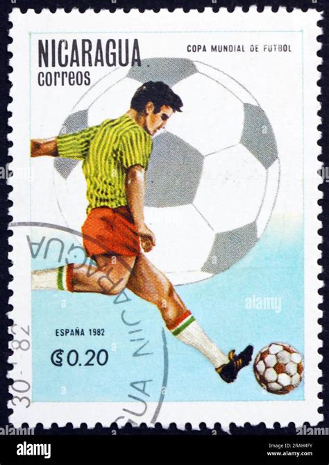 Nicaragua Circa A Stamp Printed In Nicaragua Shows Soccer