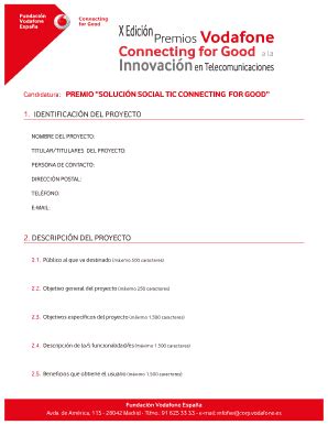 Fillable Online Fundacionvodafone X Edici N Premios Vodafone Connecting