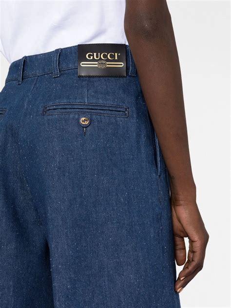 Gucci Denim Bermuda Shorts Blue Farfetch Uk