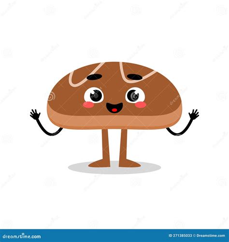 Cute Bread Mascot With Happy Expression Stock Vector Illustration Of