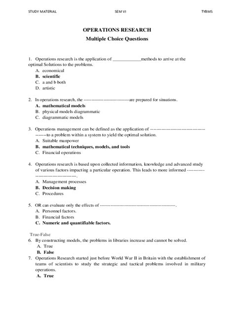 Fillable Online Sample Questions For ORmcqs Pdf OPERATIONS Fax