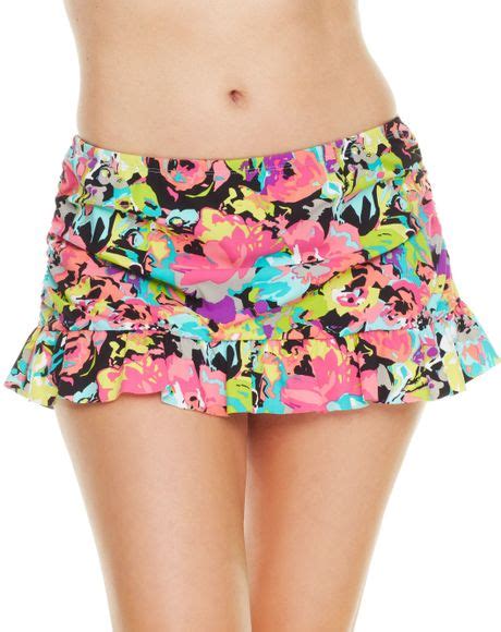 Kenneth Cole Reaction Plus Size Floralprint Ruffle Swim Skirt In