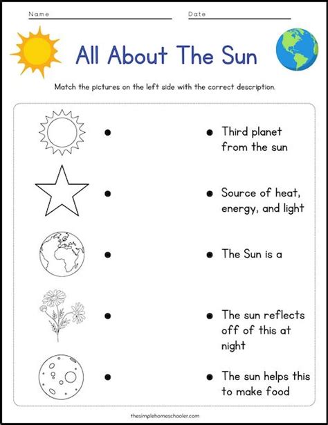 Free All About The Sun Worksheet Packet The Simple Homeschooler