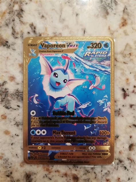 Mavin Vaporeon Vmax Full Art Metal Plated Rare Card Vmax Gold Custom