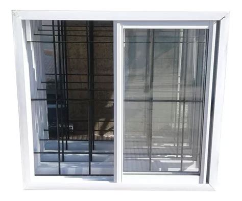 Ventana X Aluminio Blanco Vidrio Entero Con Reja