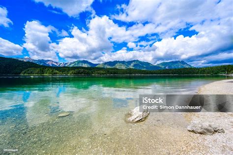 Paradise Beach At Eibsee Lake Beautiful Landscape Scenery With Clear