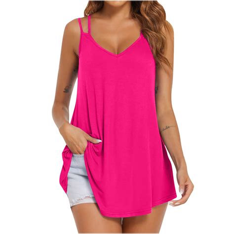 Scyoekwg Women Camisole Tank Top Solid Color Camisole Casual Summer Basic Sling Sleeveless Tank