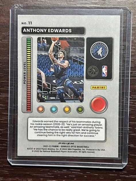 Donruss Optic Anthony Edwards T Minus Purple Prizm