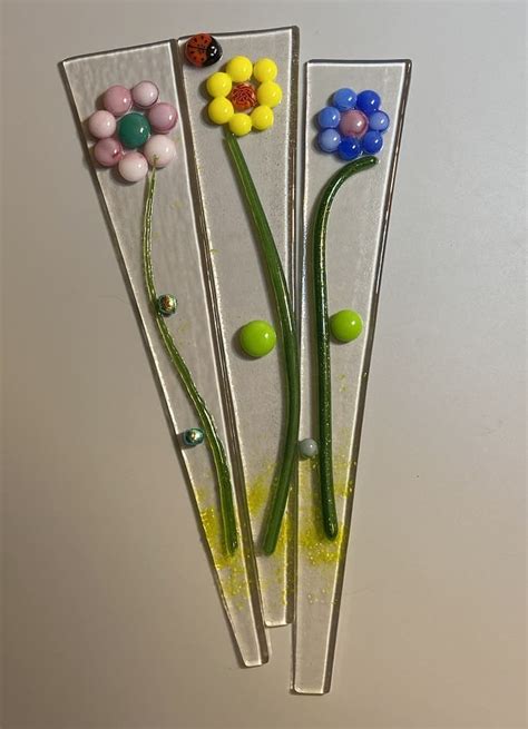 Fused Glass Plant Stakes Elegant Fused Glass By Karen