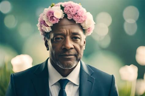 Premium Ai Image A Man With A Flower Crown On His Head