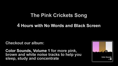 The Pink Crickets Song 4 Hours Pink Noise No Words Black Screen