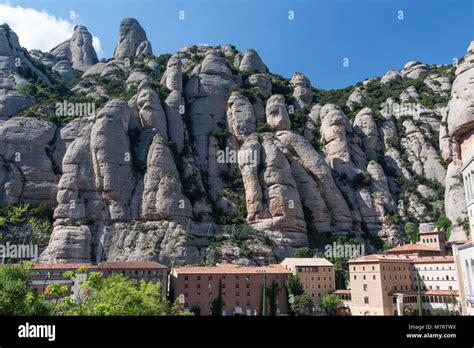 Montserrat Spain Panoramic View Of The Abbey Of Santa Maria De