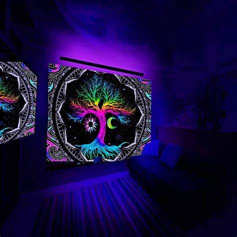 Moonlight Tapestry Uv Reactive Trippy Wall Hanging Tapestries Glow In