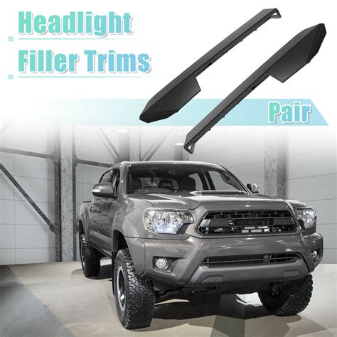 Pair Front Headlight Bumper Grille Filler Trim Panel For Toyota Tacoma