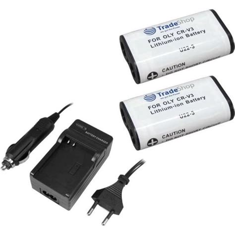 Lot De 2 Batteries Li Ion Pour Appareil Photo 2000 MAh Chargeur Avec