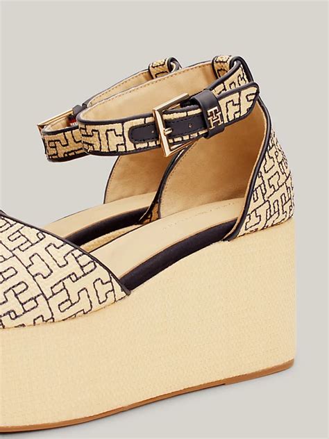 Th Monogram Wedge Platform Sandals Beige Tommy Hilfiger