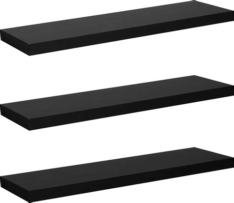 Woltu Pcs Floating Shelf Black Wooden Wall Storage Display Shelf