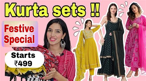 FESTIVE Amazon Kurta Sets Haul With Dupatta Amazon Affordable Kurta