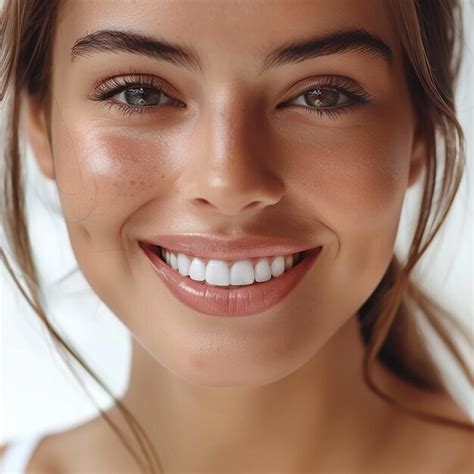 Premium Photo Photo Portrait Of Beautiful Naturally Brunette Woman Smiling