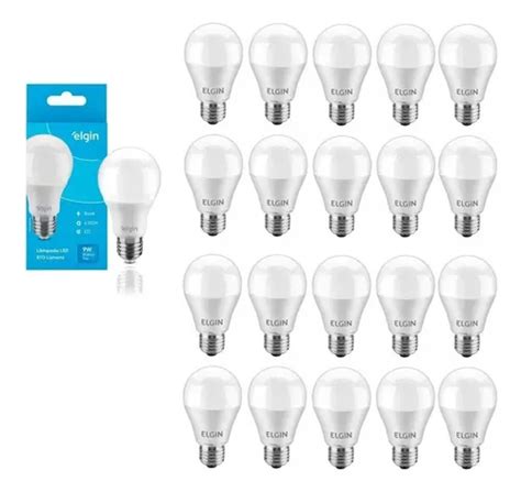 Kit 20 Lâmpadas Led Bulbo 9w Bocal E27 Branco Forte Cor Da Luz Branco