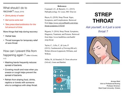 Brochure Example Strep Throat What Should I Do To Recover Hayes