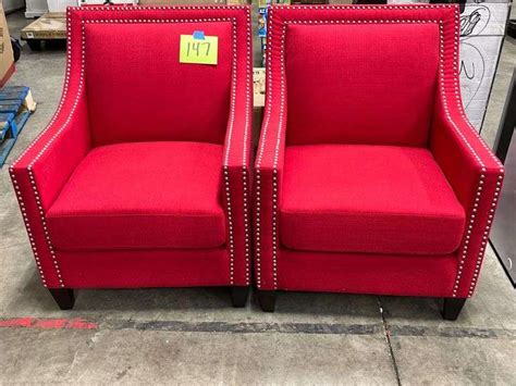 2 Abbyson Living Nailhead Trim Accent Chairs Berry Earls Auction