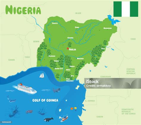 Nigeria Map Stock Illustration - Download Image Now - Abuja, Africa, Atlantic Ocean - iStock