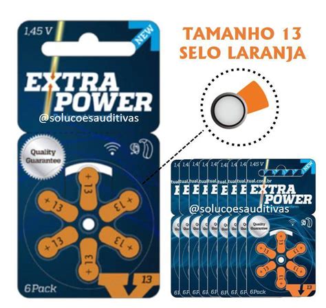 60 Baterias Pilhas Para Aparelho Auditivo Tamanho 13 EXTRA POWER