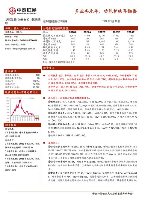 华熙生物（688363）：多业务元年，功能护肤再翻番 洞见研报 行业报告