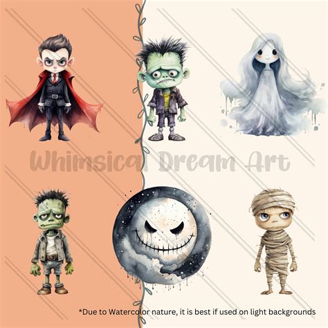 30 Whimsical Halloween Clip Art Pack Spooky Clipart Png Etsy