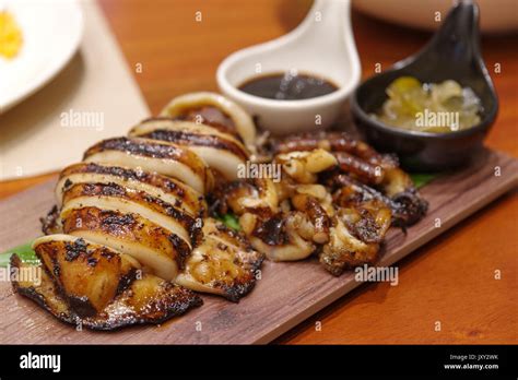 Filipino Traditional Food Inihaw Na Pusit Grilled Squid Stock Photo