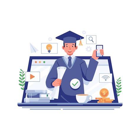 Ilustra O Em Vetor Conceito De Aprendizagem Online Vetor Premium