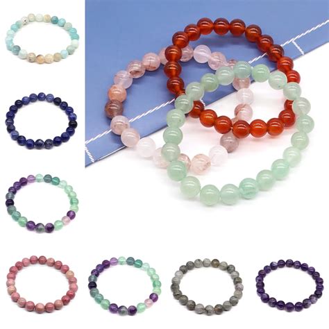 Natural Stone Beads Bracelet For Women Men Amethysts Crystal Quartzs