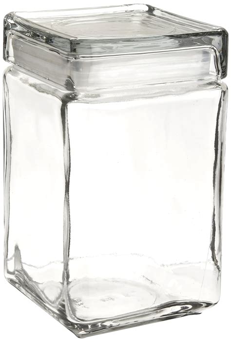 Oneida 85588r Stackable Square Glass Jar Wglass Lid 15 Qt Clear Case Of 4