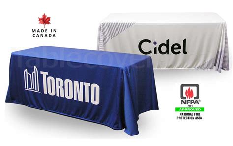 6 foot drape trade show tablecloth with custom printed logo on front ...
