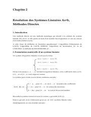 Chapitre M Thode De Gauss Pdf Chapitre R Solution Des Syst Mes