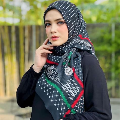 Jual Hijab Murah Segi Empat Motif Palestina Terbaru Kerudung