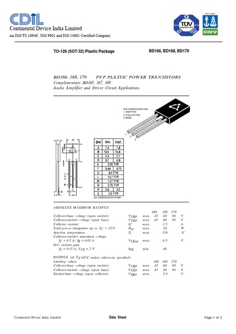 Bd Cdil Transistors Hoja De Datos Ficha T Cnica Distribuidor