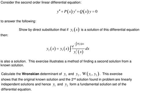 Solved Consider the second order linear differential | Chegg.com