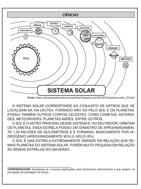 Atividades Sobre O Sistema Solar Ano Braincp