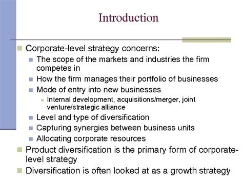 Chapter 6 Corporate Level Strategy N Overview N Define